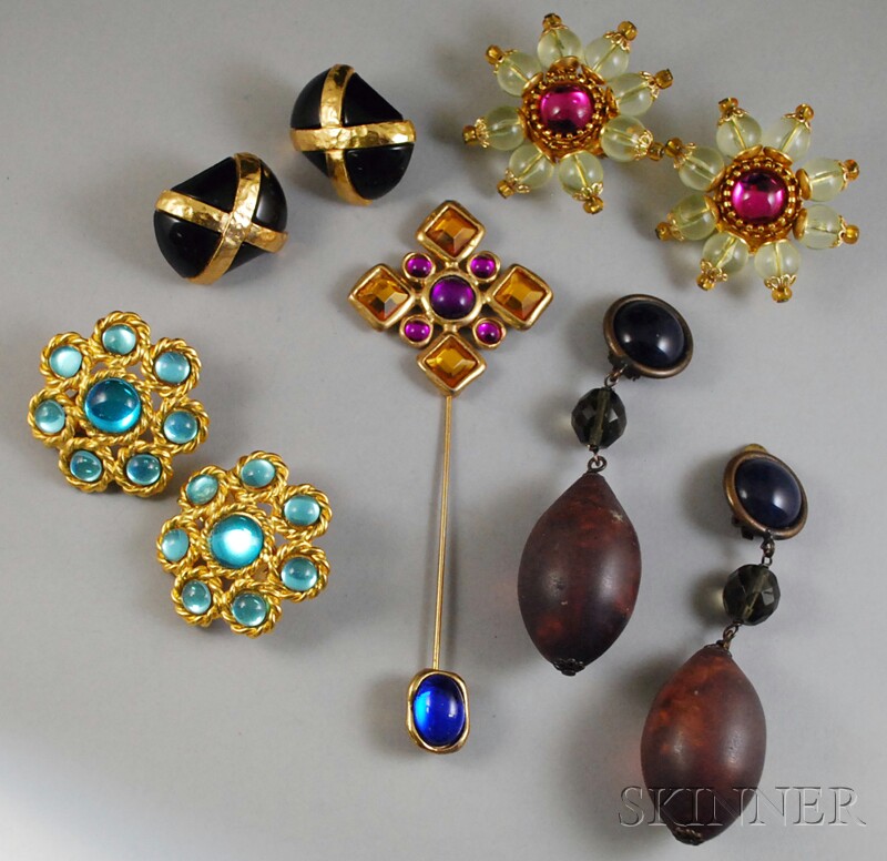 Appraisal: Small Group of Designer Costumer Jewelry including a pair of