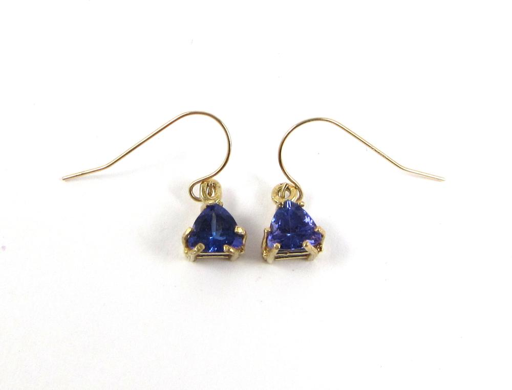 Appraisal: PAIR OF TANZANITE AND FOURTEEN KARAT GOLD EARRINGS each dangle