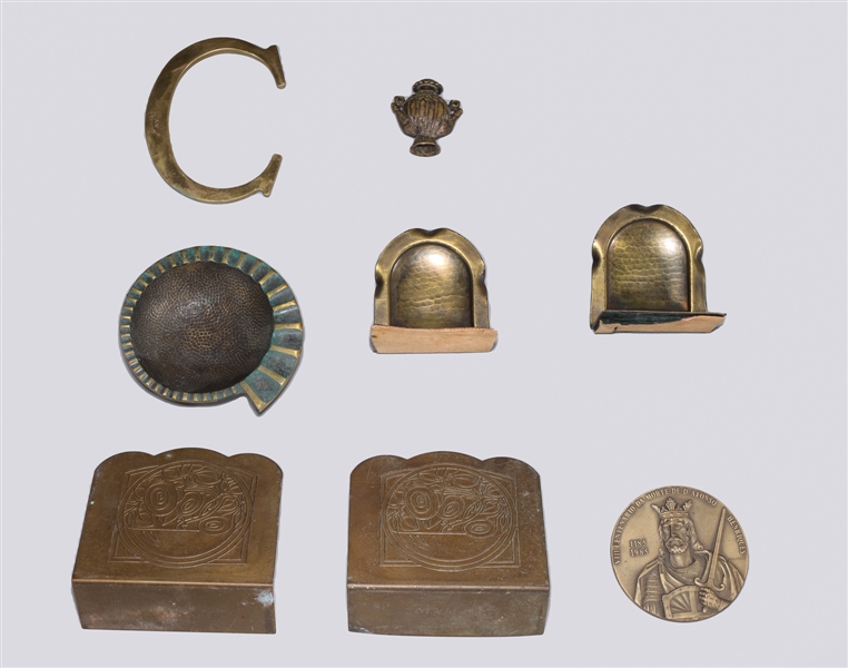 Appraisal: Group of eight various metal objects including brass C form