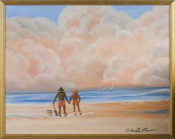 Appraisal: Beach Scene by Helen La France Oil on Canvas Helen