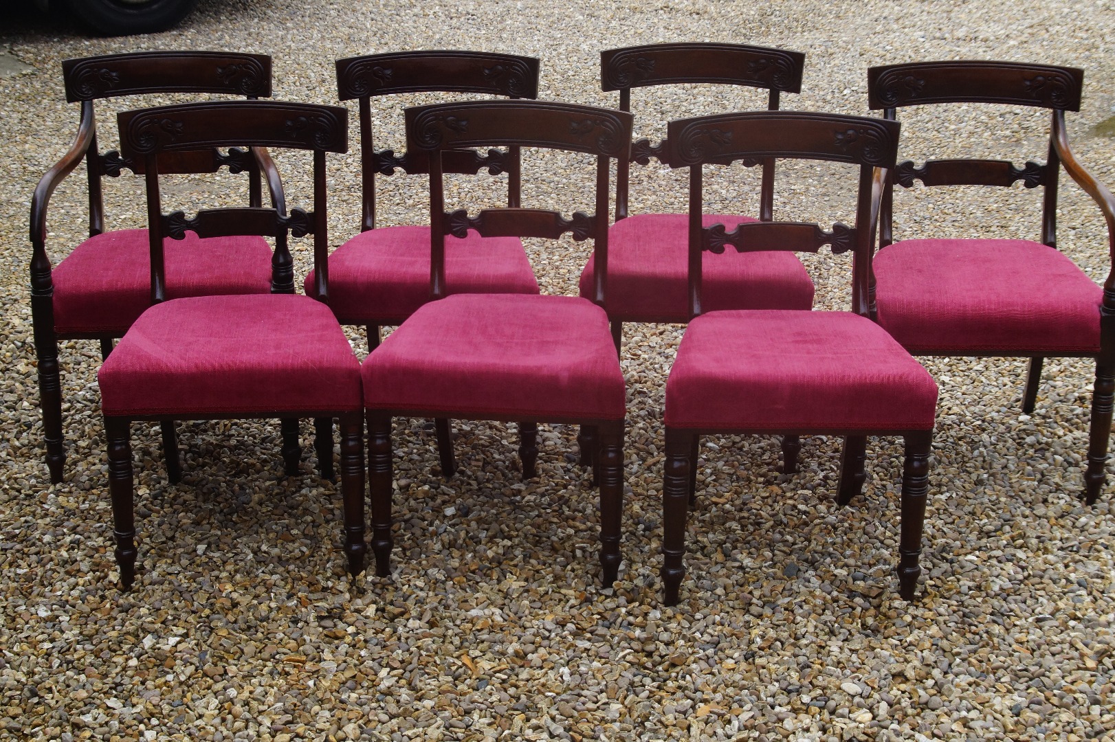 Appraisal: A set of seven William IV mahogany dining chairs including