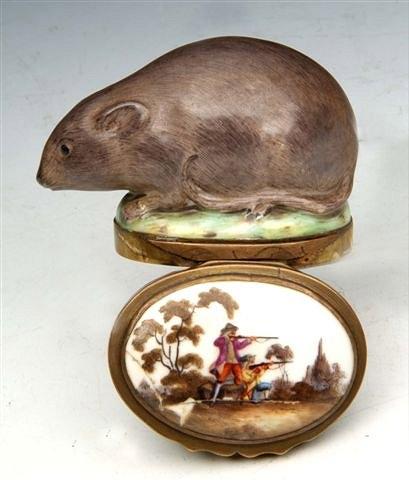 Appraisal: A CONTINENTAL PORCELAIN SNUFF BOX in the form of a