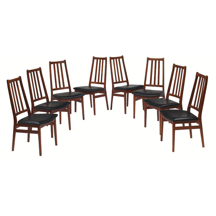 Appraisal: Danish dining chairs set of eight maker unknown teak frames