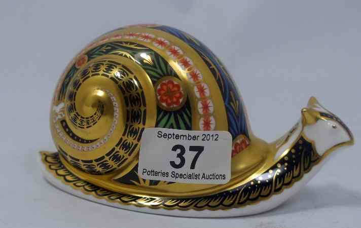 Appraisal: Royal Crown Derby Paperweight of Garden Snail with gold stopper