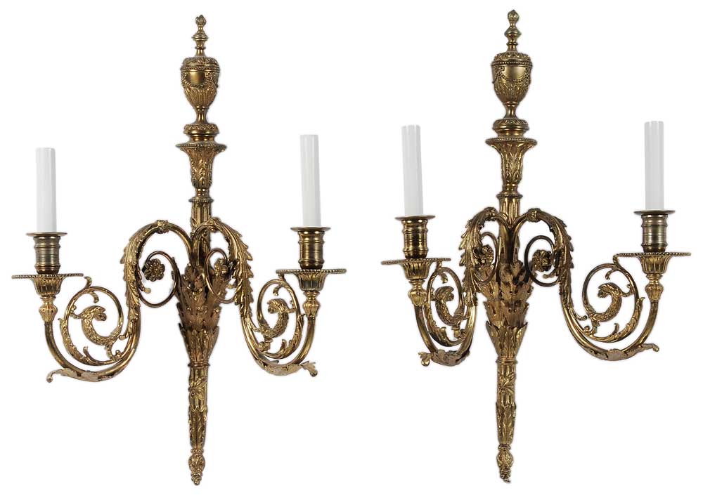 Appraisal: Pair Louis XVI Style Brass Sconces probably French early th