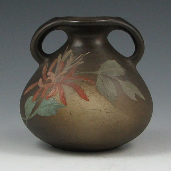 Appraisal: Owens Art Vellum handled vase with floral decoration Marked J