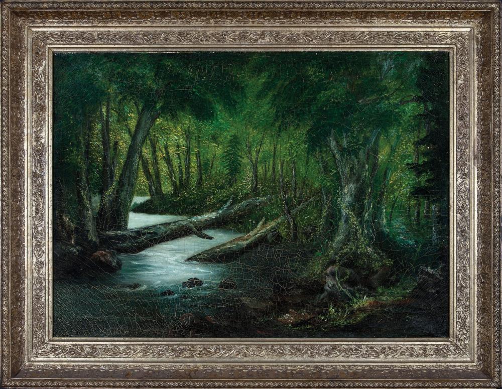 Appraisal: Continental School late th c Forest with Stream oil on