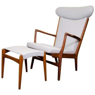 Appraisal: Hans Wegner for Fritz Hansen Chair Ottoman Danish Mid-Century Modern