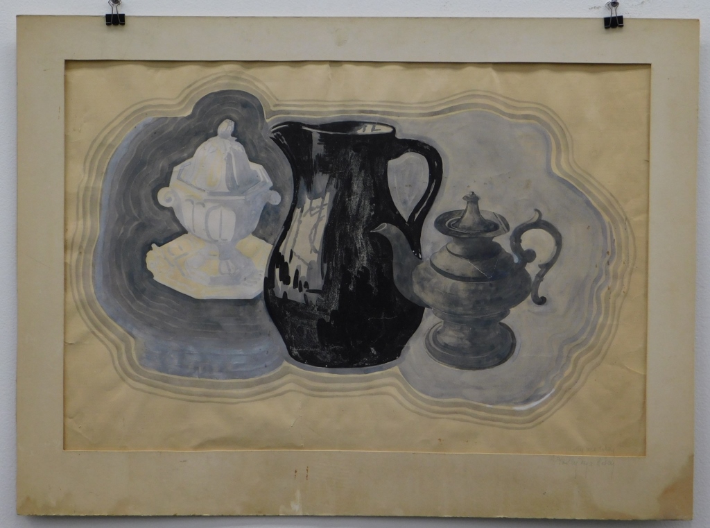 Appraisal: MOLLY TOBEY FOLK ART IRONSTONE STILL LIFE PAINTING Massachusetts -