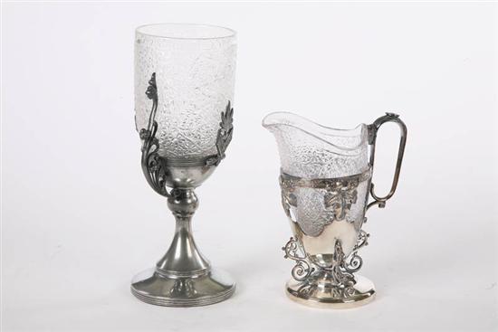 Appraisal: TWO PATTERN GLASS PIECES A creamer and goblet in the