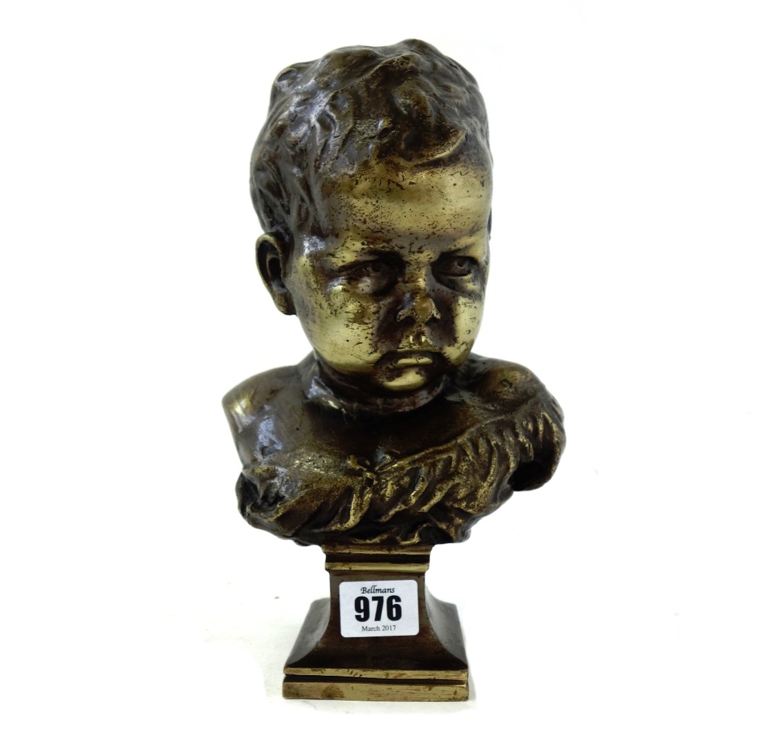 Appraisal: An early th century patinated bronze bust cast as a