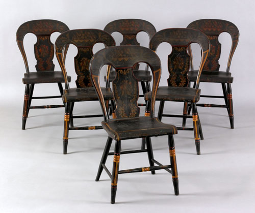 Appraisal: Set of Pennsylvania balloon back dining chairs th c retaining