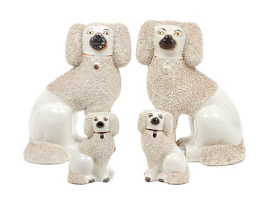 Appraisal: A Group of Four Staffordshire Poodles Height of tallest inches