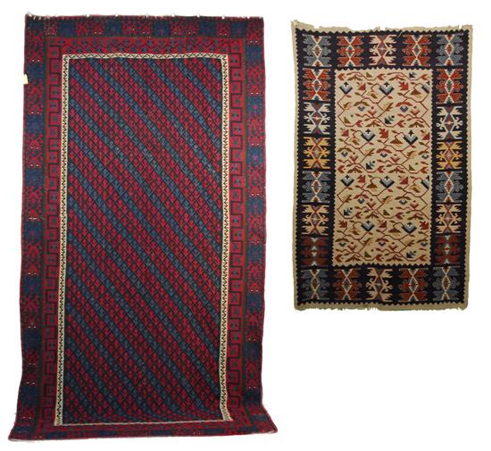 Appraisal: THRACIAN THREE PANEL KILIM early th century and a SMALLER