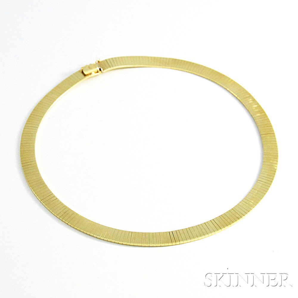 Appraisal: kt Gold Necklace composed of flat bar links dia in