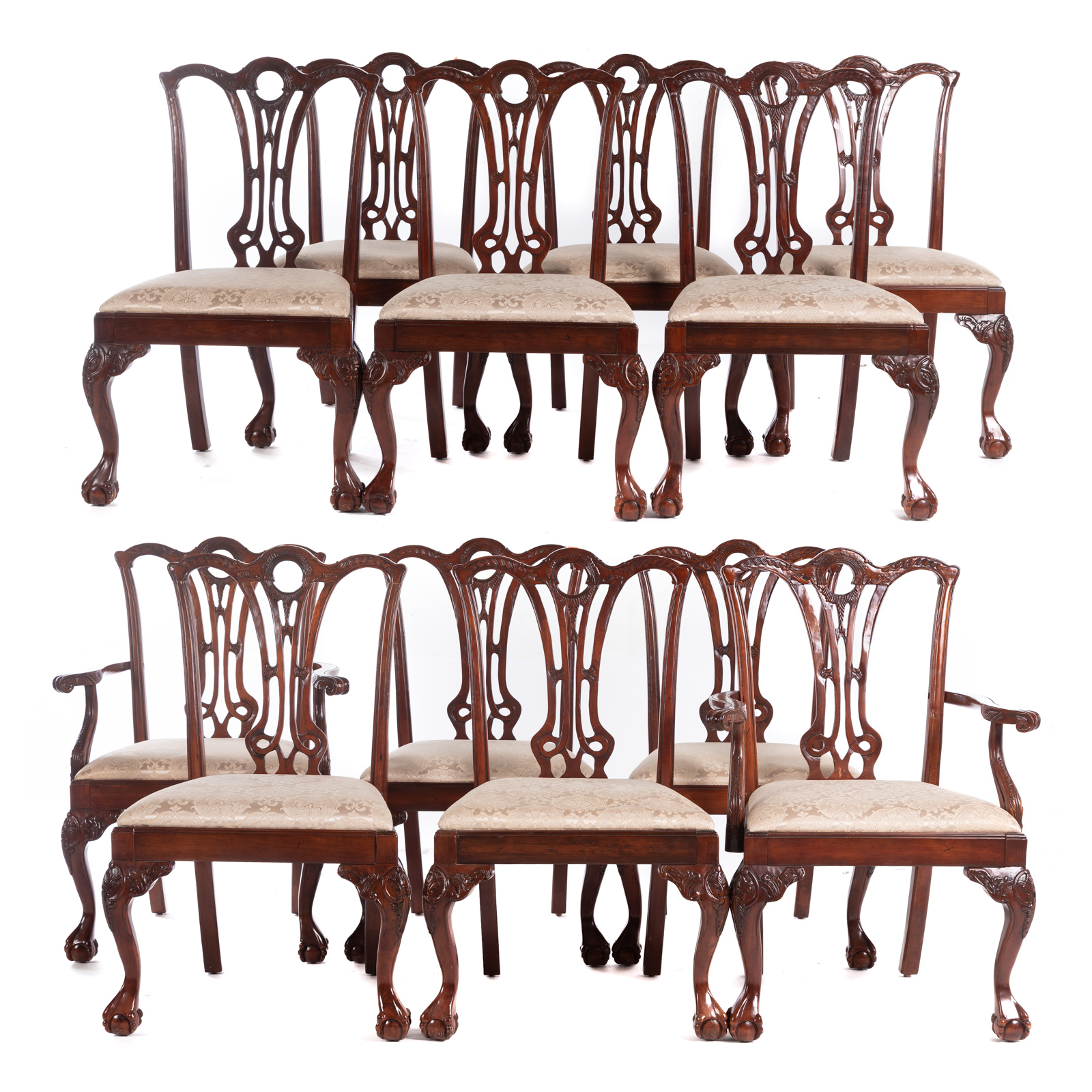 Appraisal: SET OF CHIPPENDALE STYLE MAHOGANY DINING CHAIRS st century with