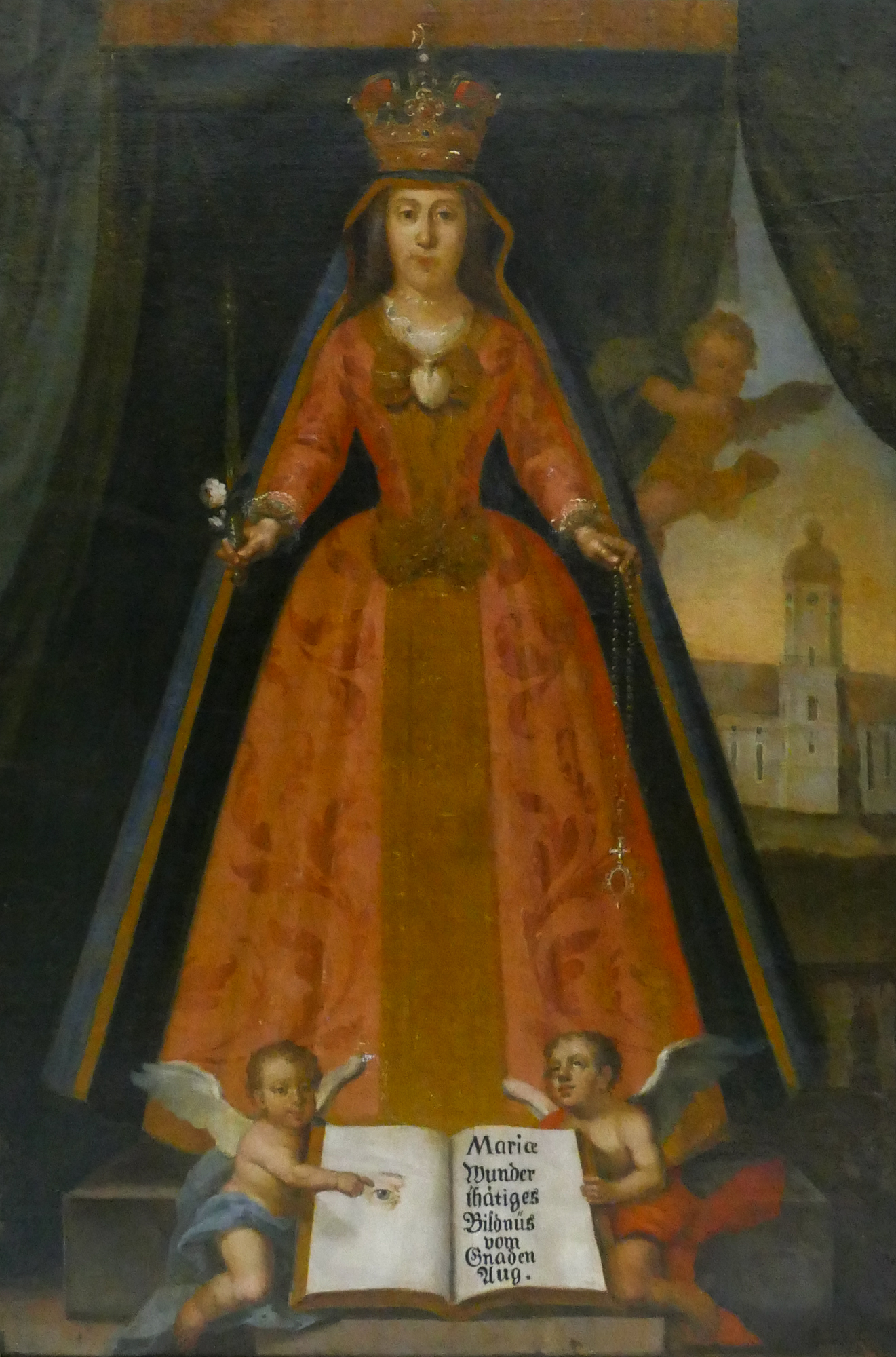 Appraisal: German School th Century 'Crowned Maria' Oil on Canvas Canvas