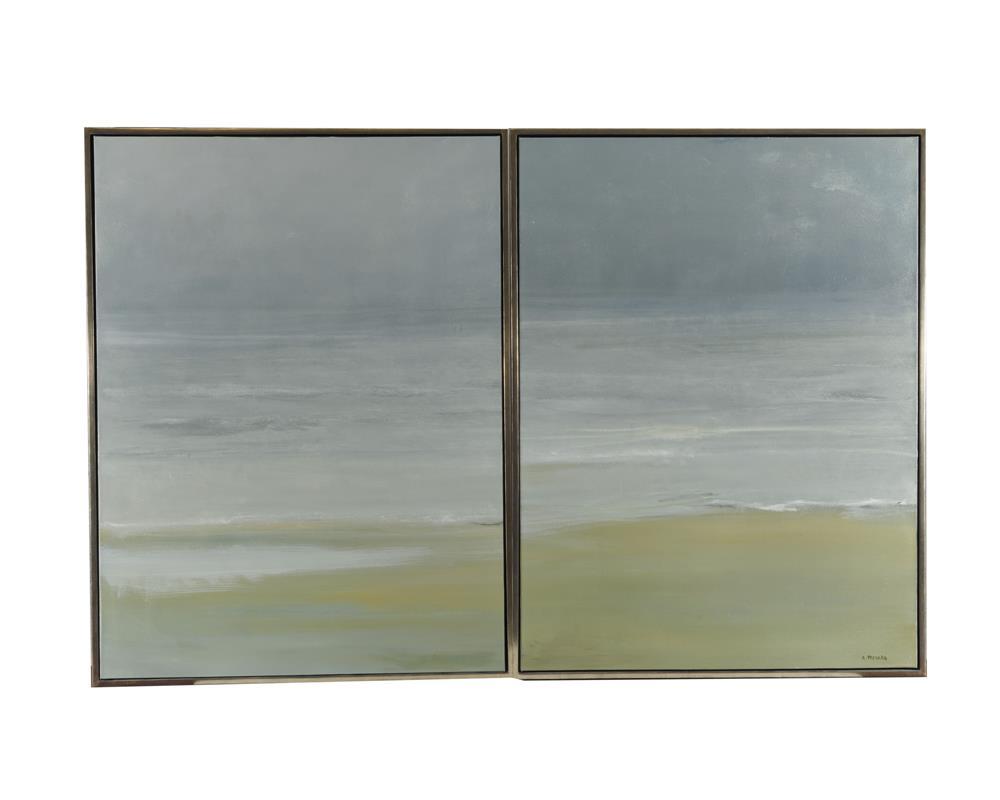 Appraisal: ANNE PACKARD American b White Caps diptych oil on canvas