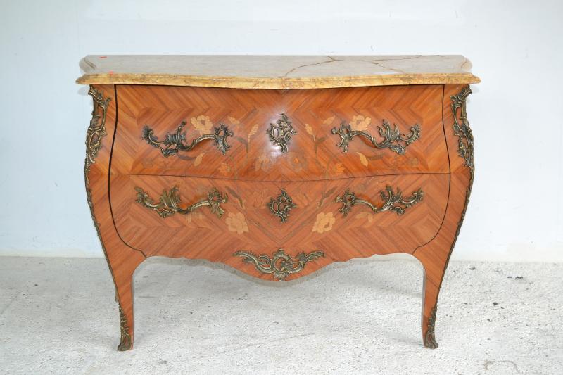 Appraisal: A FRENCH TWO DRAWER COMMODE WITH MARBLE TOP A FRENCH