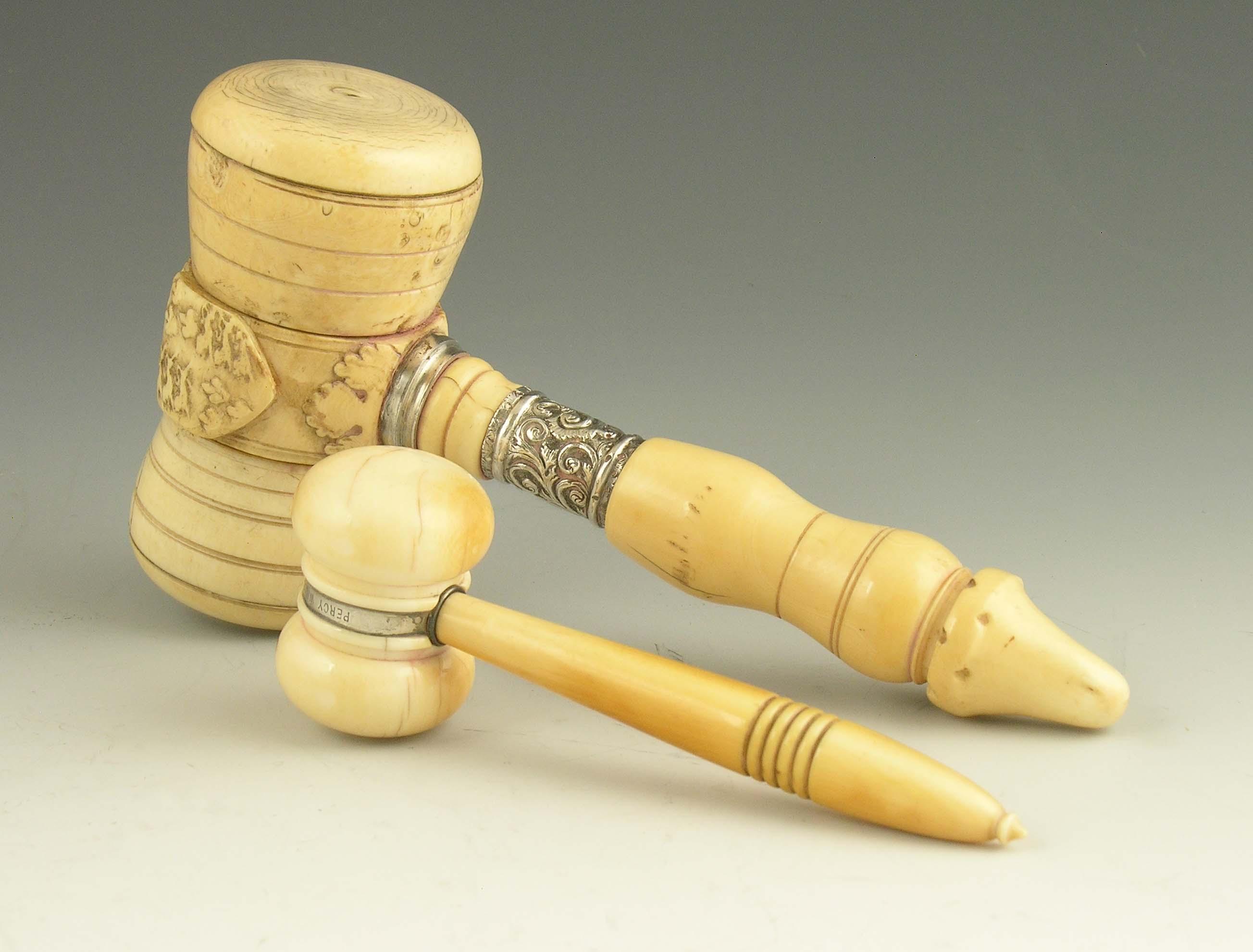 Appraisal: A turned and carved ivory ceremonial gavel