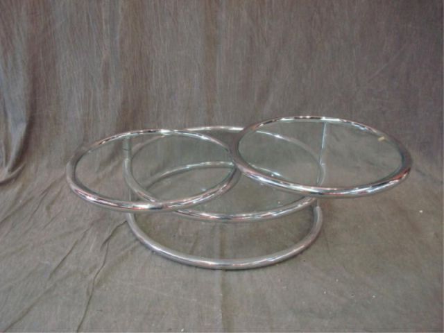 Appraisal: Midcentury three-tier glass chrome coffee table From a Flushing NY