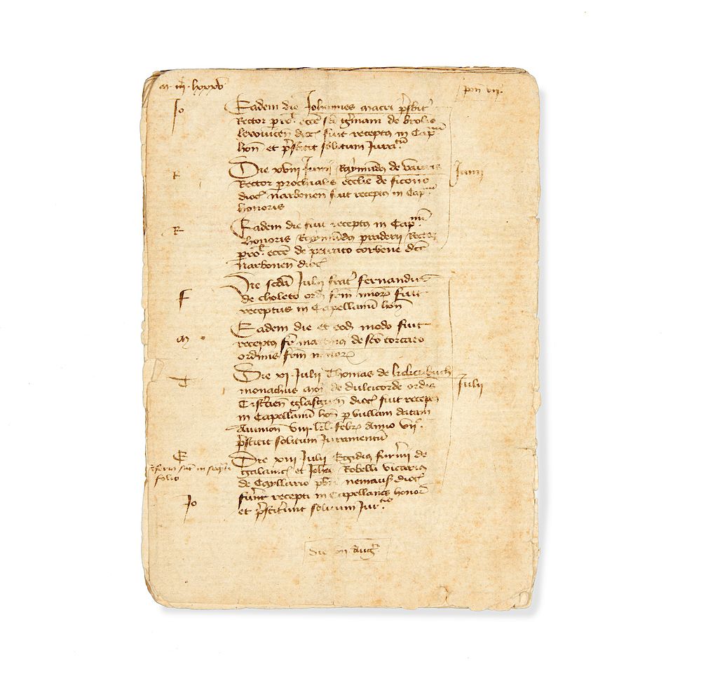 Appraisal: Fourteen Manuscript Pages from Monistic Record circa Manuscript on rag