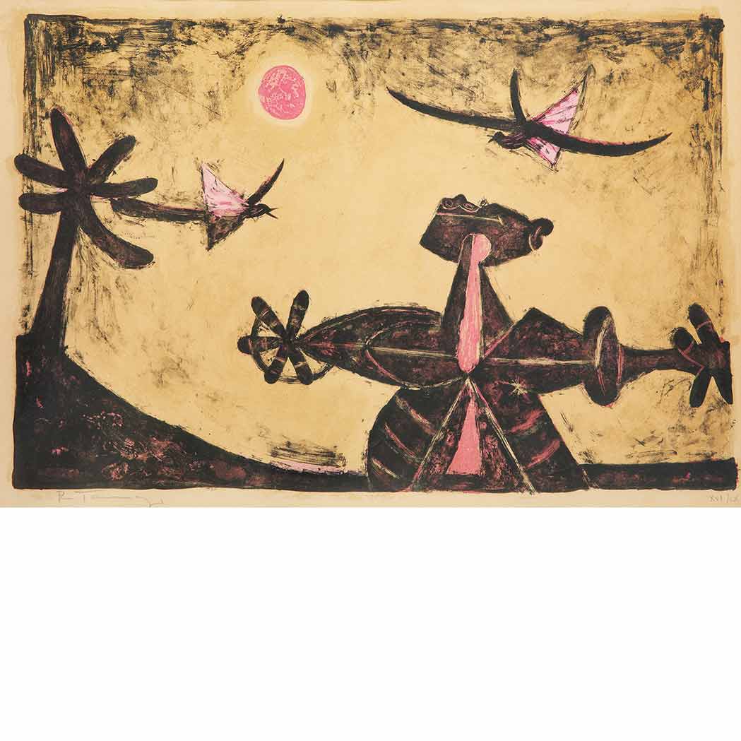 Appraisal: Rufino Tamayo - OBSERVADOR DE PAJAROS PEREDA Color lithograph signed