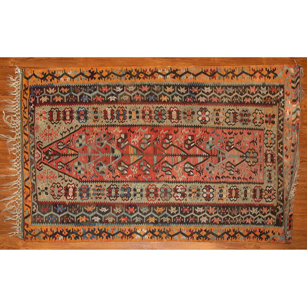 Appraisal: Turkish Kilim Rug x Third quarter- th century hand-knotted wool