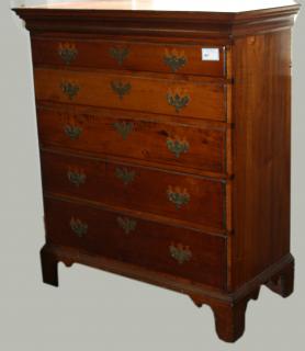 Appraisal: Chippendale maple drawer high chest graduated drawers original base brass