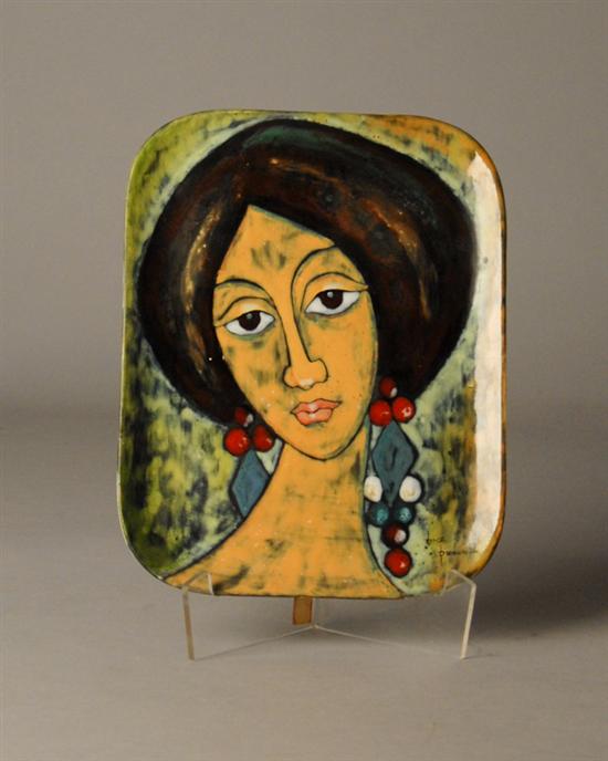 Appraisal: Bice Pieraccini Tray with Portrait of Woman Tray with woman