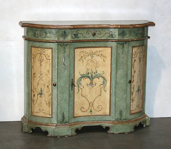 Appraisal: A Venetian style painted side cabinet mid th century height