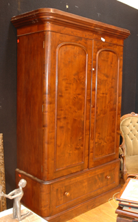 Appraisal: A TH CENTURY HUON PINE WARDROBE The shaped cornice above