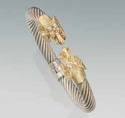 Appraisal: A Sterling Silver and Gold Elephant Design Bracelet Sterling silver