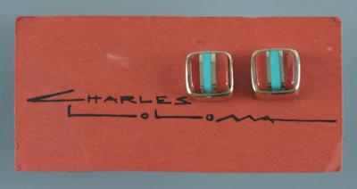 Appraisal: Pair Charles Loloma earrings Hopi-American - kt yellow gold marked