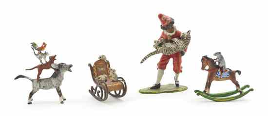 Appraisal: Four Austrian Cold Painted Bronze Animalier Groups comprising the Bremen