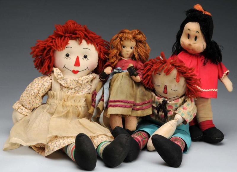 Appraisal: Lot of Miscellaneous Cloth Character Dolls Description Largest doll is