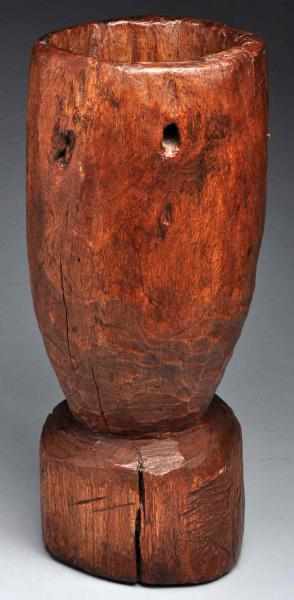 Appraisal: Large Wooden African Mortar Large wooden hand-carved African mortar no