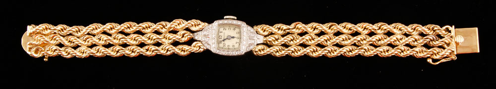 Appraisal: - K Gold and Platinum Ladies Watch Hamilton ladies watch