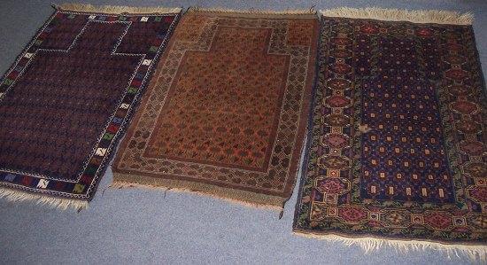 Appraisal: A bordered and figured Hamadan prayer rug and two others