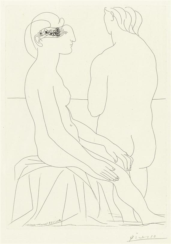 Appraisal: PICASSO PABLO Malaga - Mougins Femme assise et femme de