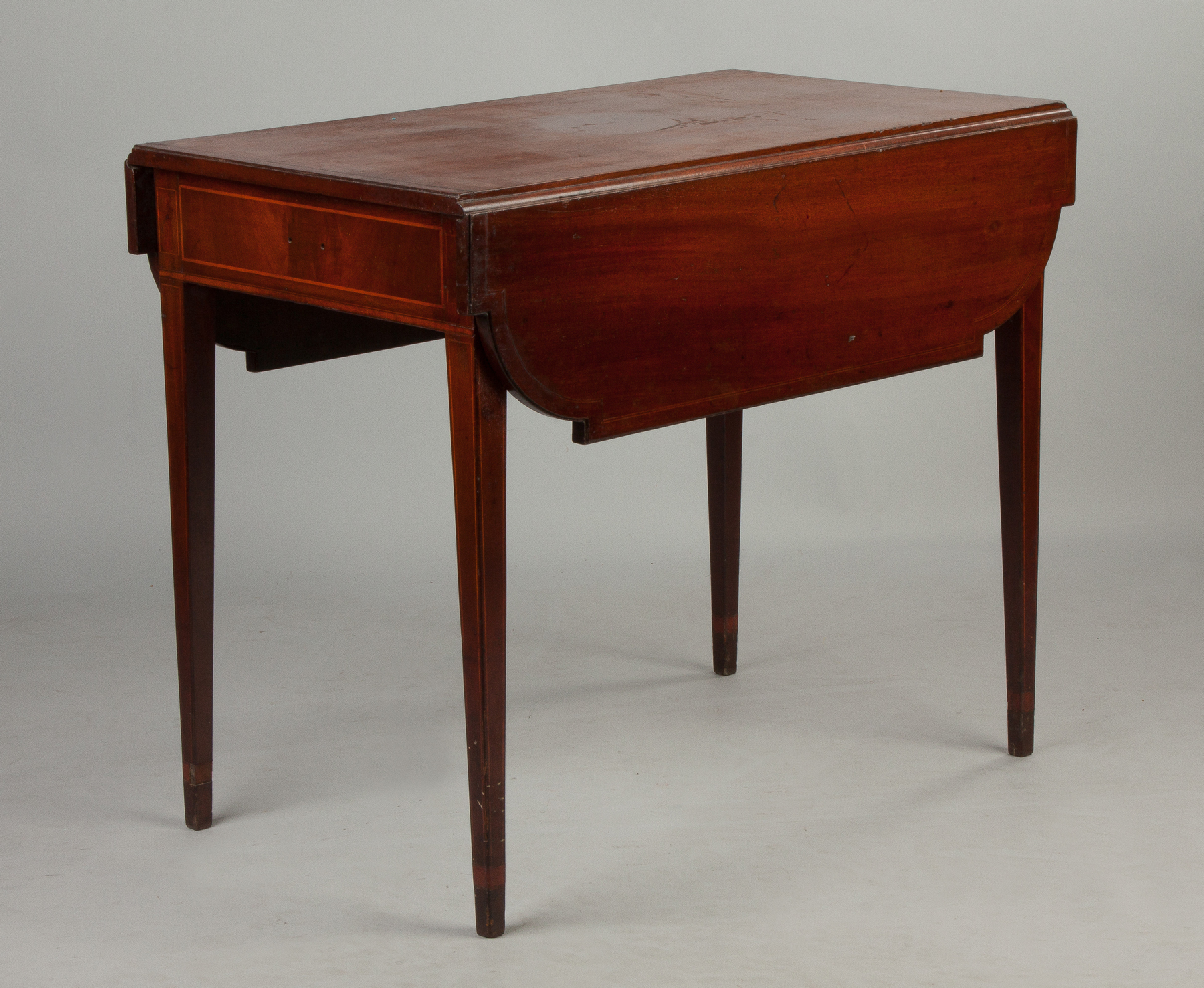 Appraisal: Hepplewhite Inlaid Mahogany Pembroke Table C Shaped leaves Together with