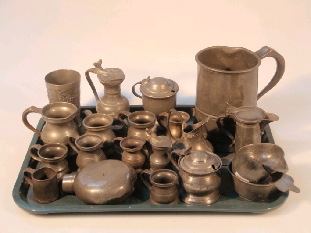 Appraisal: thC and later pewter including two pap boats quaiche miniature