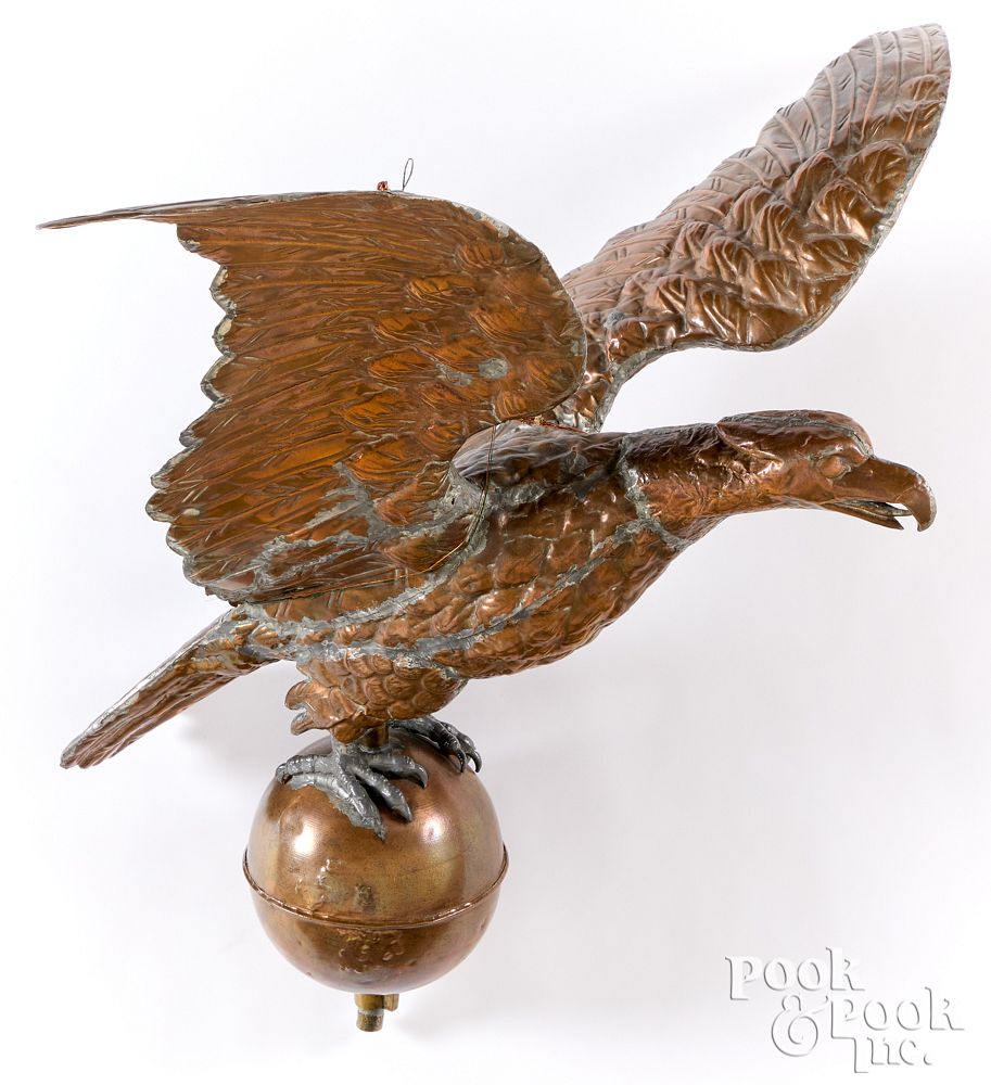 Appraisal: Large copper spread winged eagle weathervane Large copper spread winged