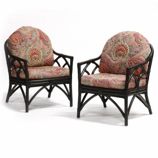 Appraisal: La Cor Wicker Pair of Bamboo Arm Chairs late th