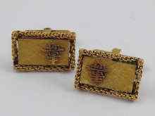 Appraisal: A pair of yellow metal tests ct gold cufflinks with