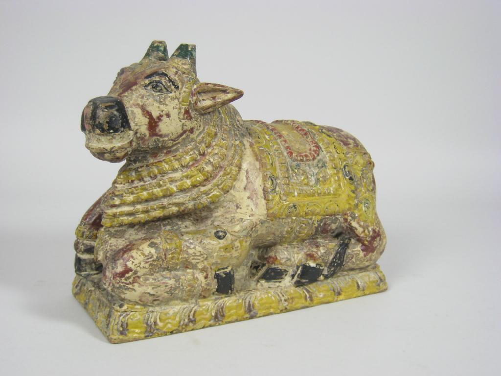 Appraisal: An Indian painted wooden Nandi in