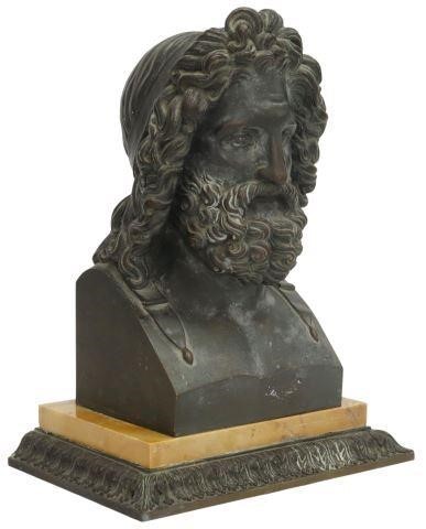 Appraisal: Neoclassical patinated bronze bust of Zeus th c head of