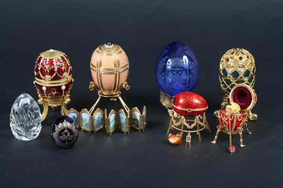 Appraisal: COLLECTION CONTEMPORARY FABERG -STYLE AND OTHER EASTER EGGS Including two