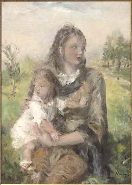 Appraisal: ARTIST UNKNOWN TH CENTURY MOTHER AND DAUGHTER Oil on masonite