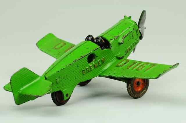 Appraisal: HUBLEY BREMEN AIRPLANE Cast iron done in green overall two